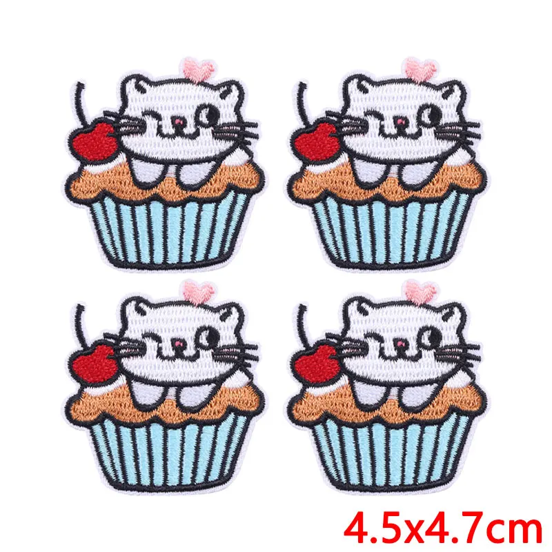Parche termoadhesivo bordado gato, conejo y cupcake para ropa - imagen 2