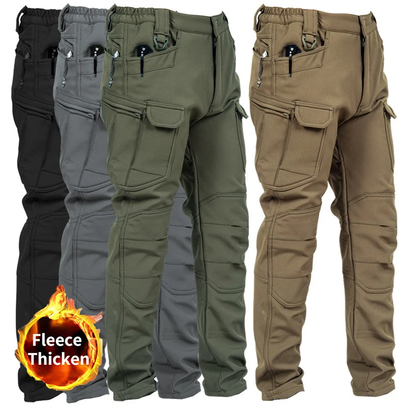 Pantalón táctico softshell repelente al agua forro polar cargo - imagen 2