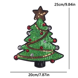Parche termoadhesivo lentejuelas árbol Navidad para ropa festiva
