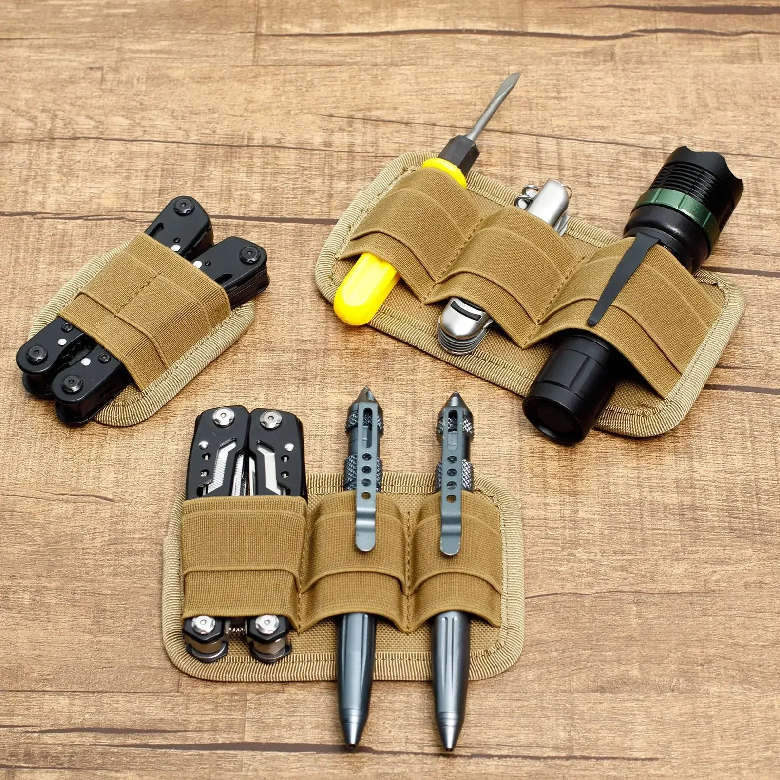 Organizador táctico con panel MOLLE de gancho y bucle para mochila