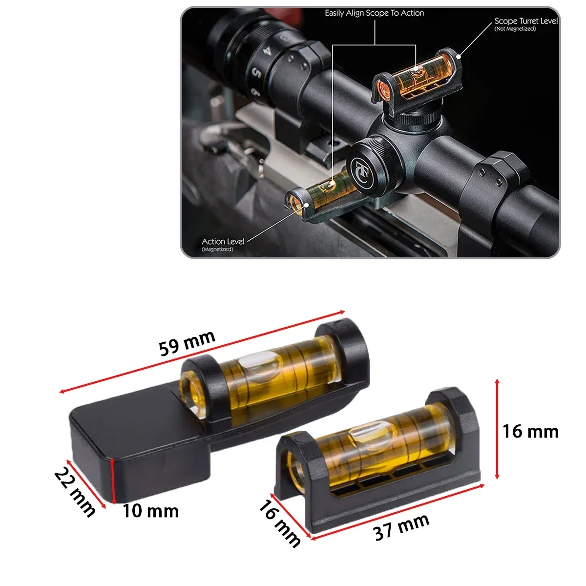 Nivel de burbuja magnético para mira telescópica – Picatinny 20mm