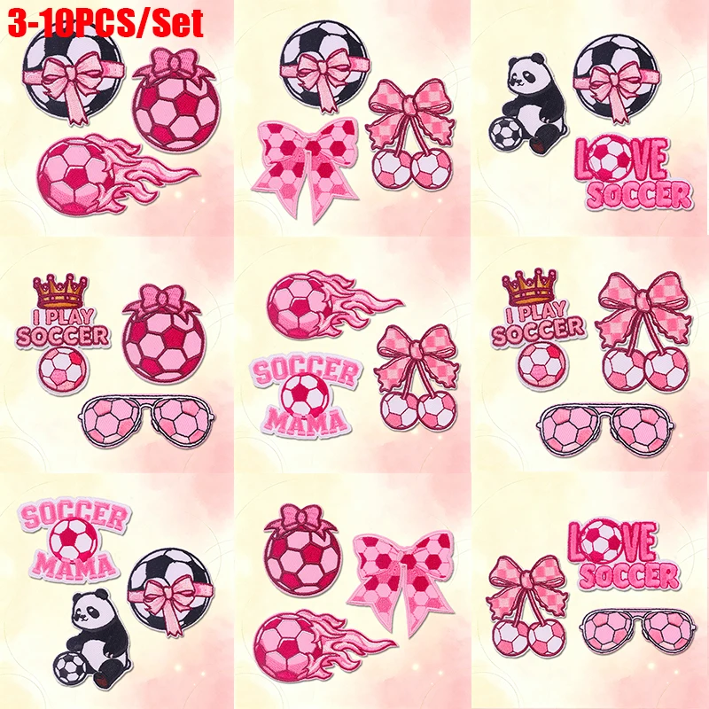 Parches termoadhesivos bordados fútbol lazo rosa – DIY - imagen 5