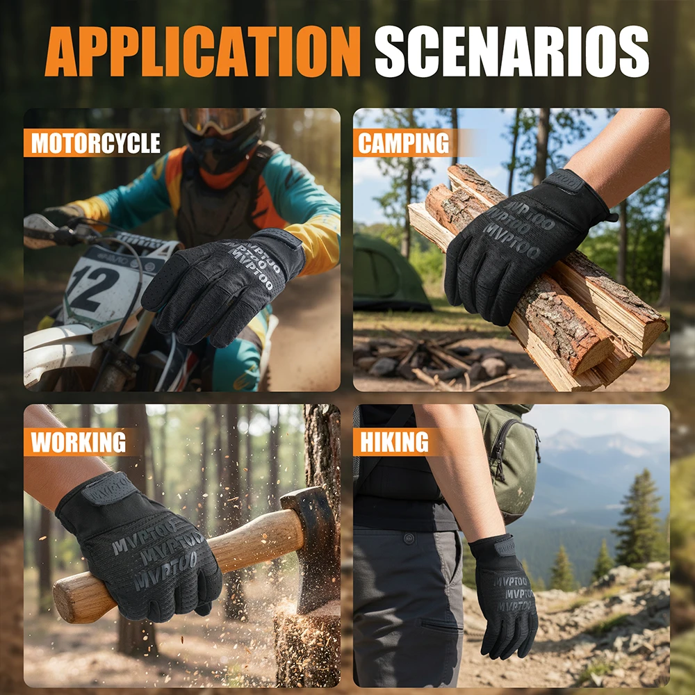 Guantes tácticos transpirables negros para actividades al aire libre