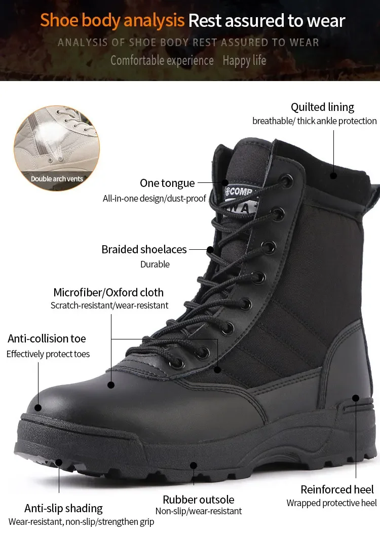 Botas tácticas de combate en entorno exterior
