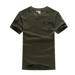 Camiseta verano algodón bordado militar – Manga corta informal hombre