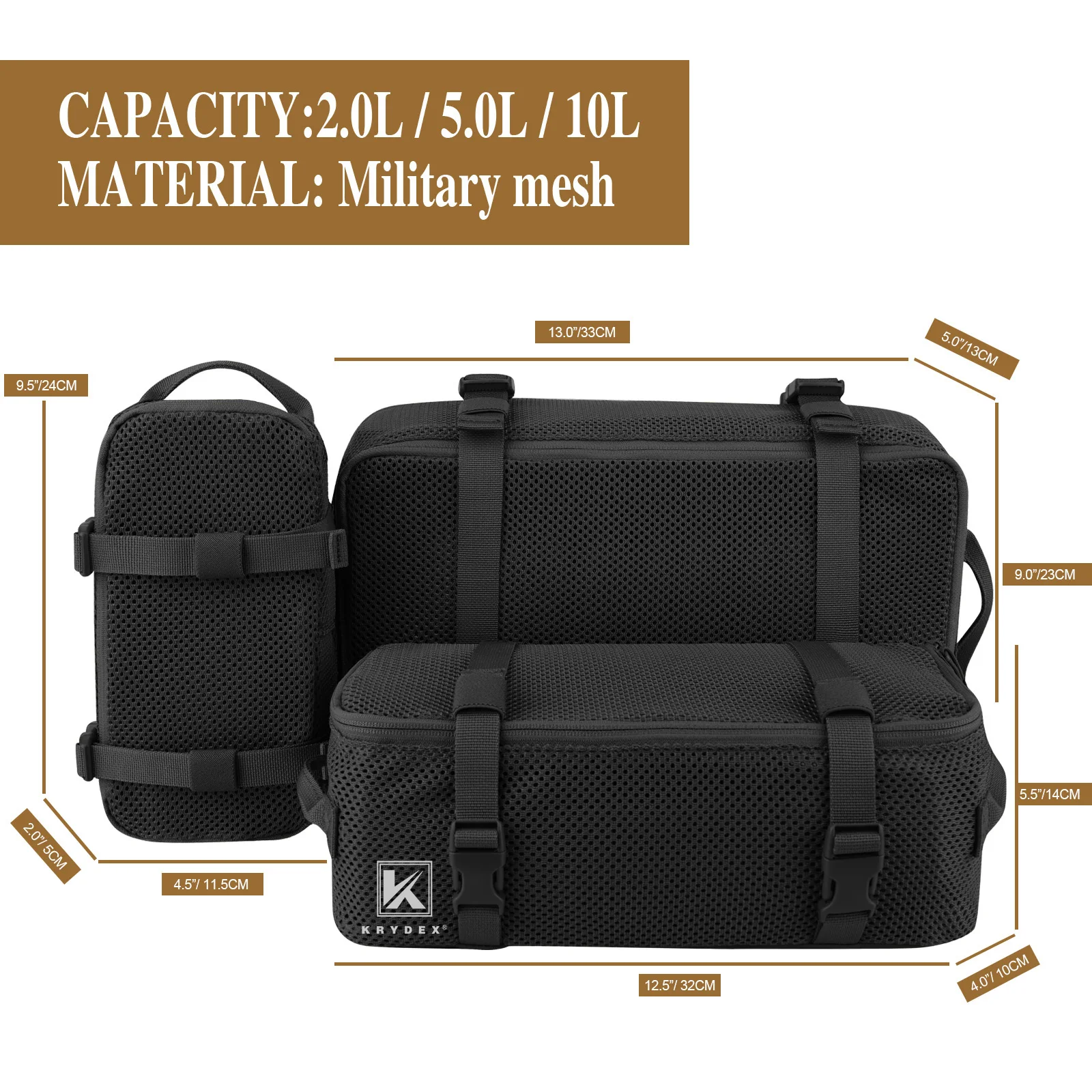 Bolsas modulares apiladas en distintas configuraciones