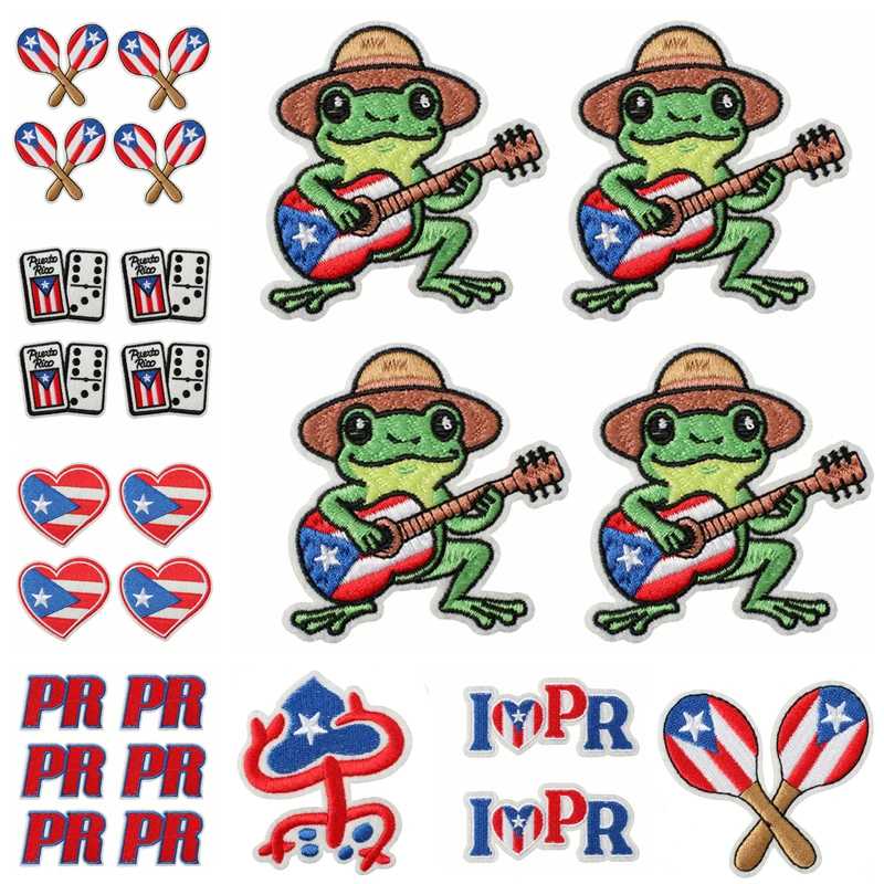 Parche bordado termoadhesivo rana animada castillo Puerto Rico - imagen 5