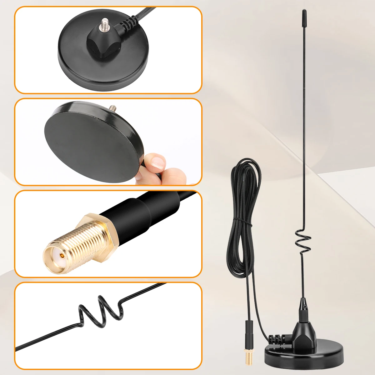 Antena ABBREE AD-109 magnética VHF UHF SMA-hembra para Baofeng - imagen 2