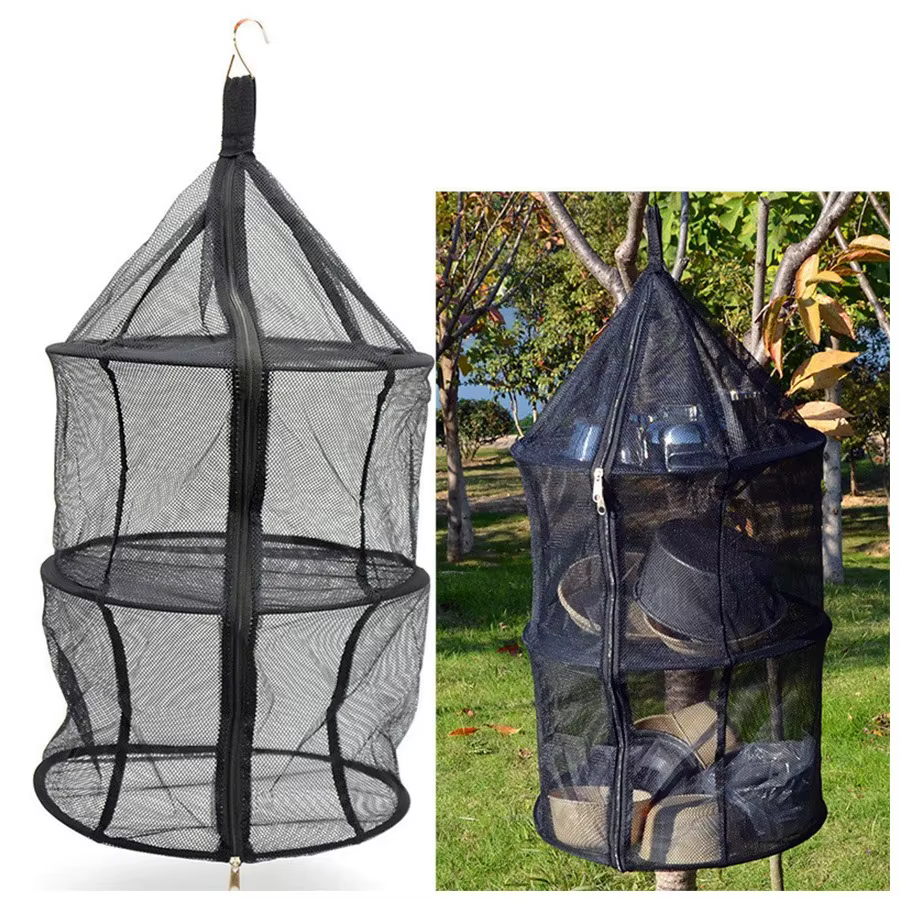 Tendedero plegable camping con malla y cremallera para hierbas - imagen 2