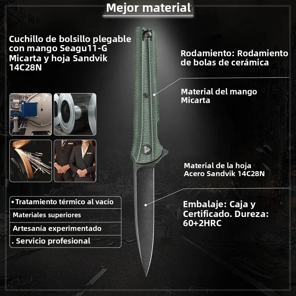 TRIVISA EDC cuchillo plegable de bolsillo acero inoxidable - imagen 2