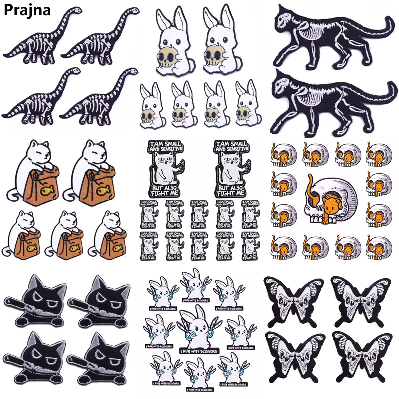 Parche bordado Hippie gato con calavera termoadhesivo para planchar - imagen 4