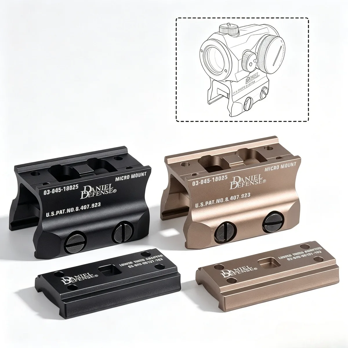 Daniel Defense soporte elevador para mira punto rojo Picatinny
