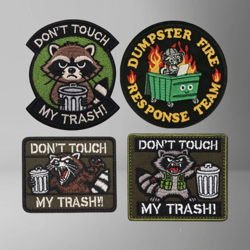 Parche bordado “Raccoon Firefighter” en vista frontal