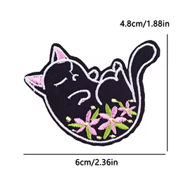 Parche bordado felino para coser en chaqueta o mochila artesanal