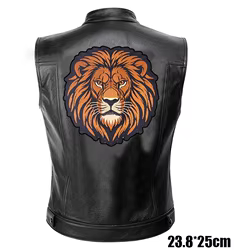 Parches bordados lobo y elefante termoadhesivos para moteros – Chaqueta cuero