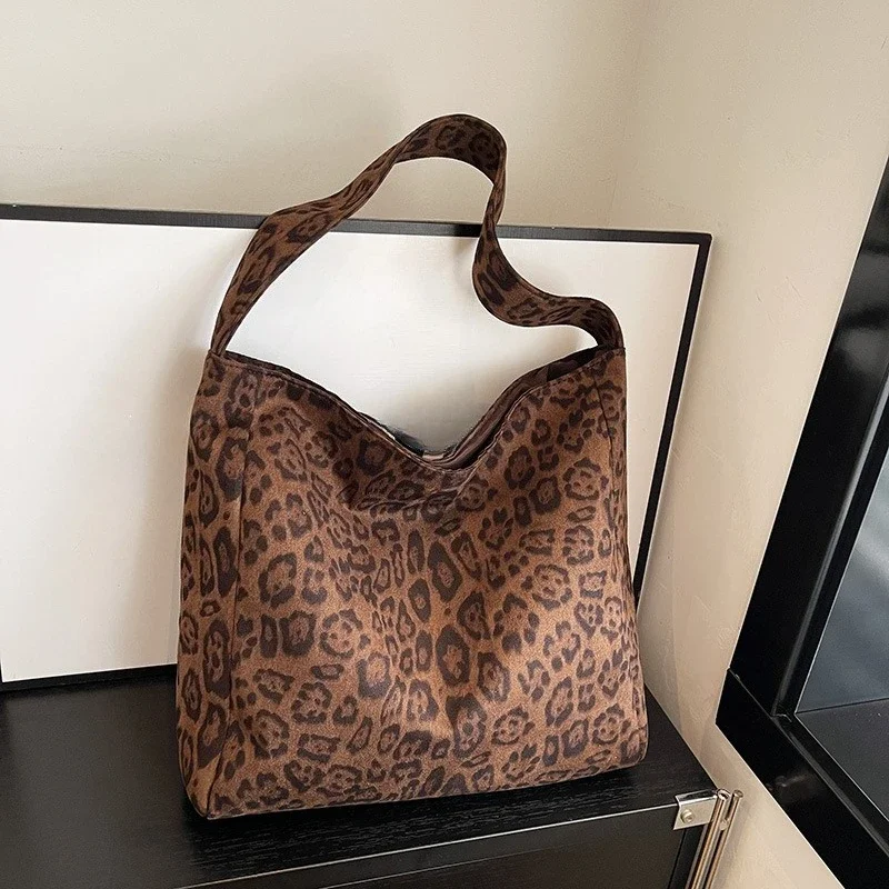 Bolso de lona bandolera estampado leopardo, gran capacidad uso diario - imagen 5
