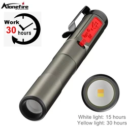 Linterna táctica LED 2 en 1 con bolígrafo – Recargable USB, luz cálida