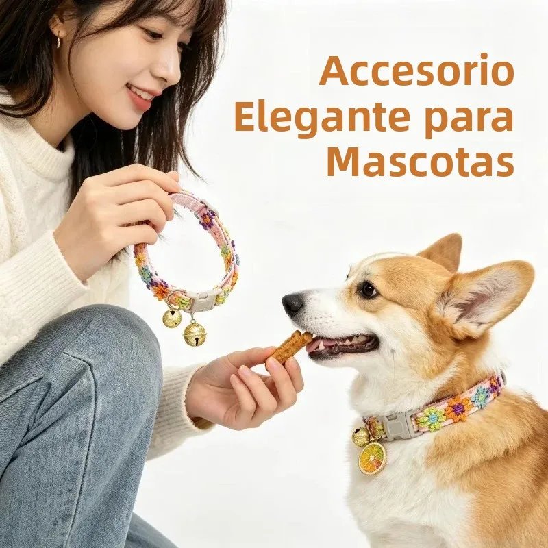 Collar gatos encaje floral con campana para cuello ajustable - imagen 2