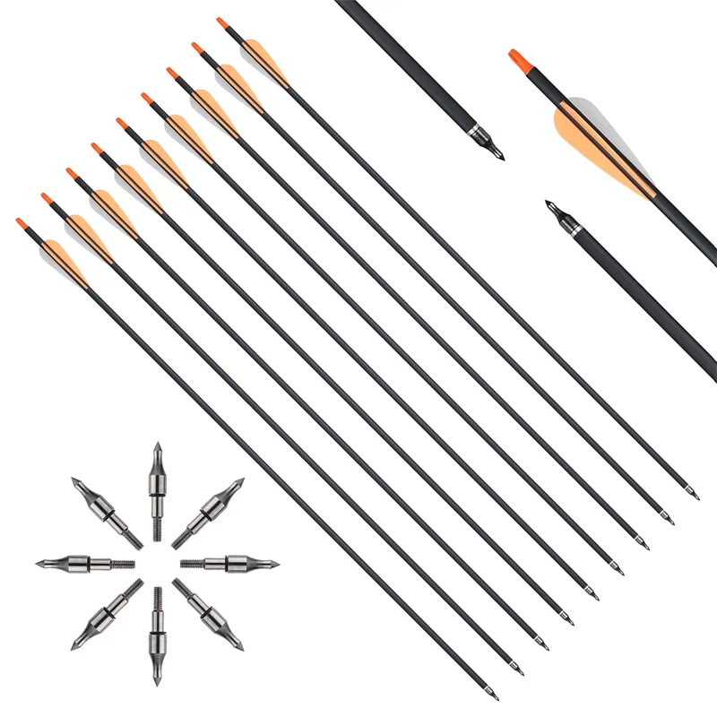 Flecha de carbono naranja para arco tradicional de caza