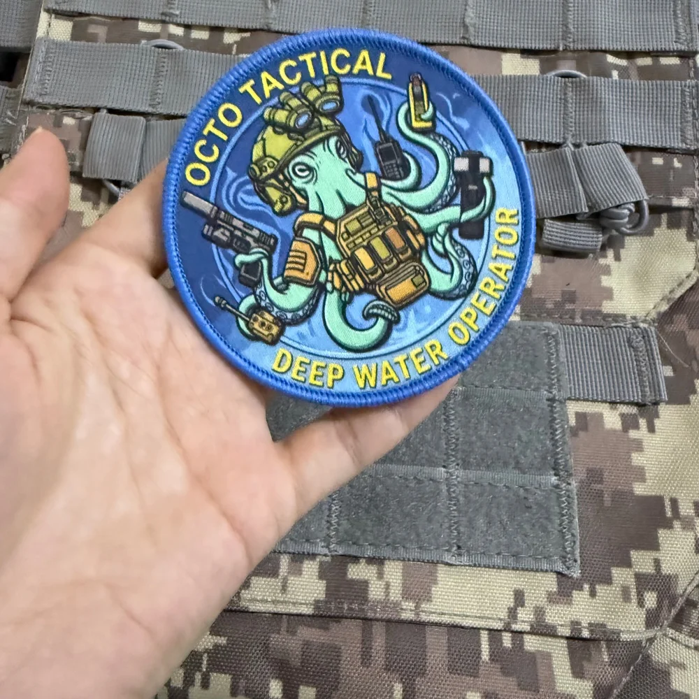 Parche Táctico Octopus Morale azul marino insignia gancho y bucle - imagen 3