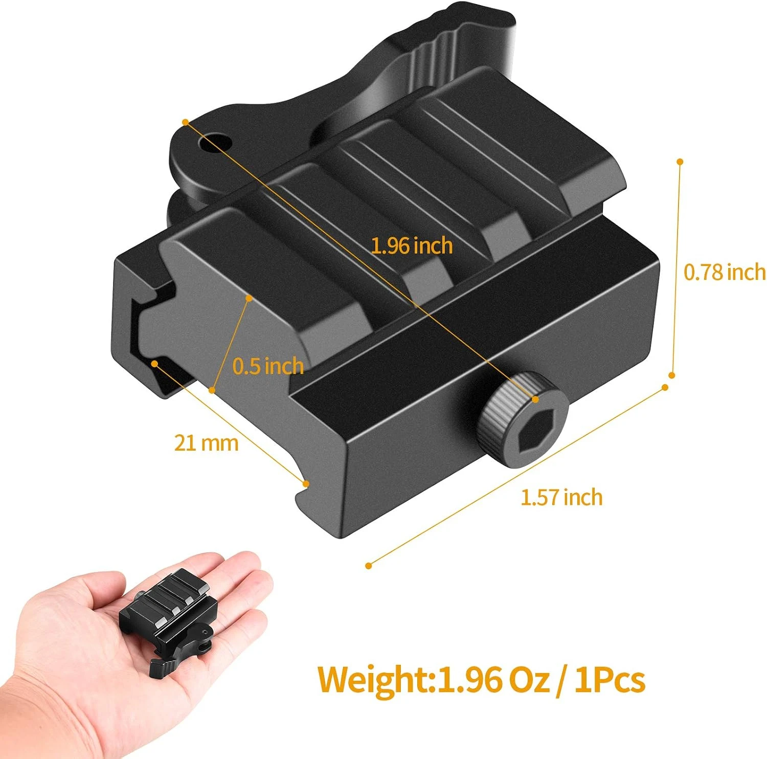 Adaptador riel Picatinny QD de liberación rápida aluminio bajo - imagen 2