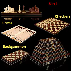 Tablero de ajedrez plegable de madera para backgammon y damas