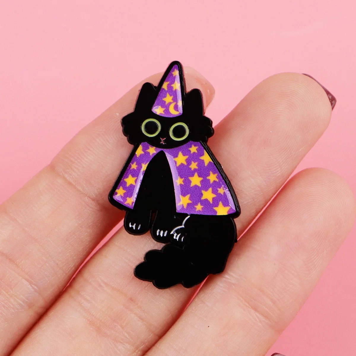 Pin esmaltado gato negro para solapa y mochila, broche de metal - imagen 5