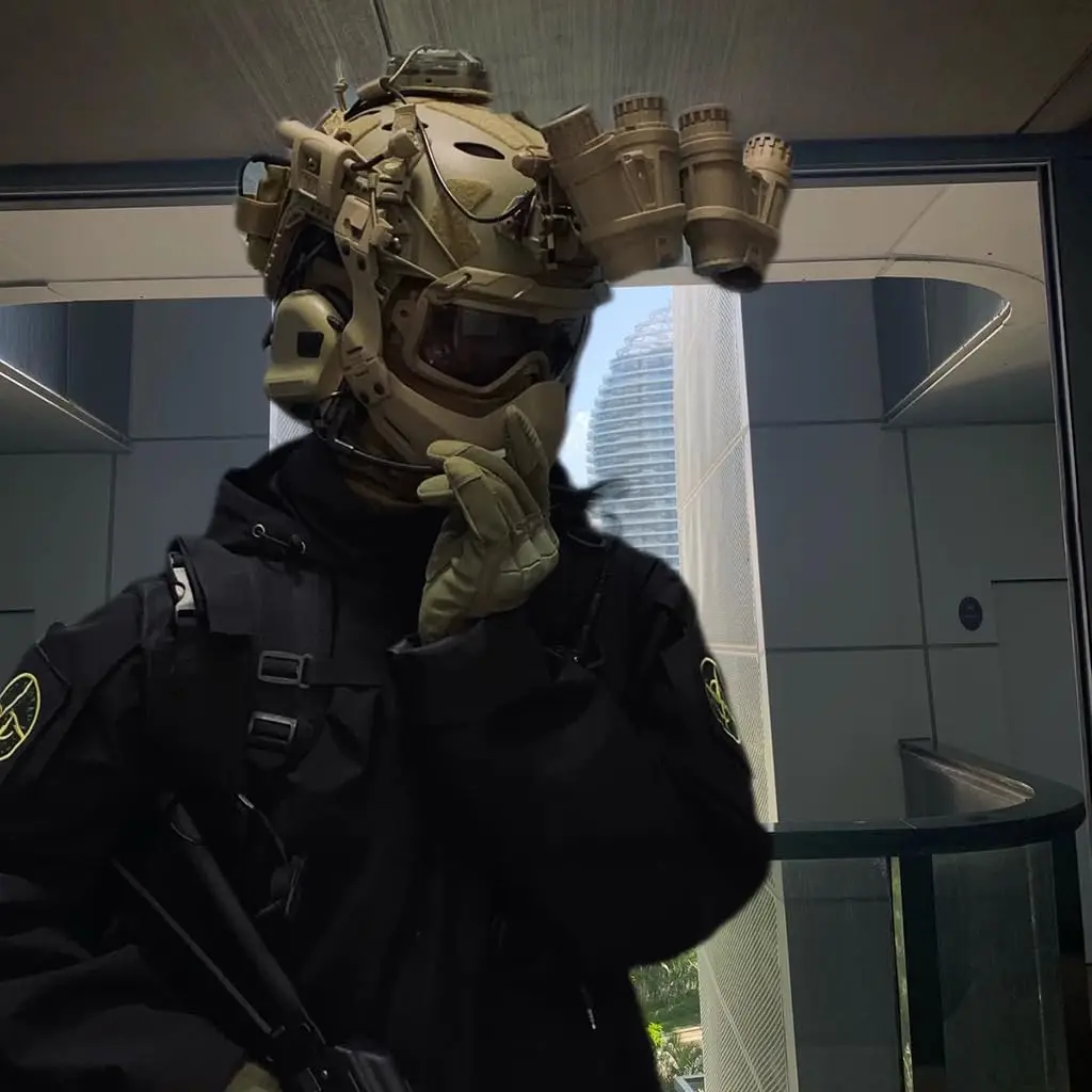 Casco táctico NVG para Airsoft con máscara, auriculares y gafas - imagen 2