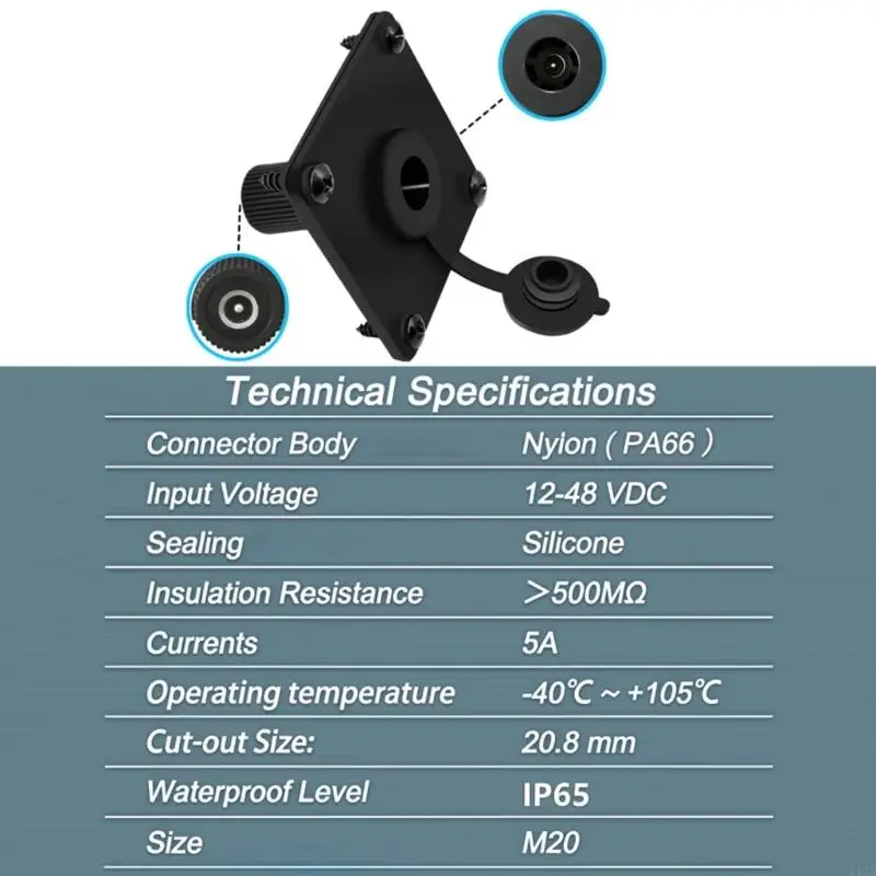 Alimentador 12 V empotrable con tapa – Toma corriente 5 A 60 W para rack - imagen 3
