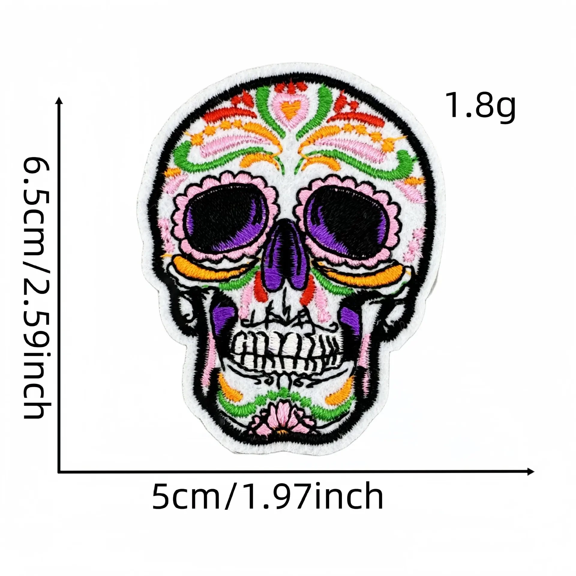 Parche bordado Día de los Muertos calavera rosa con sombrero - imagen 2