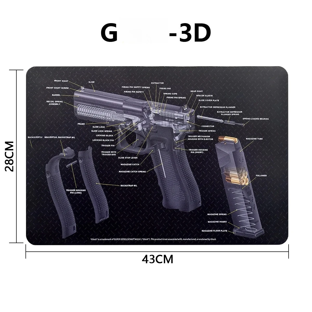 Alfombrilla goma limpieza armas con diagramas tácticos