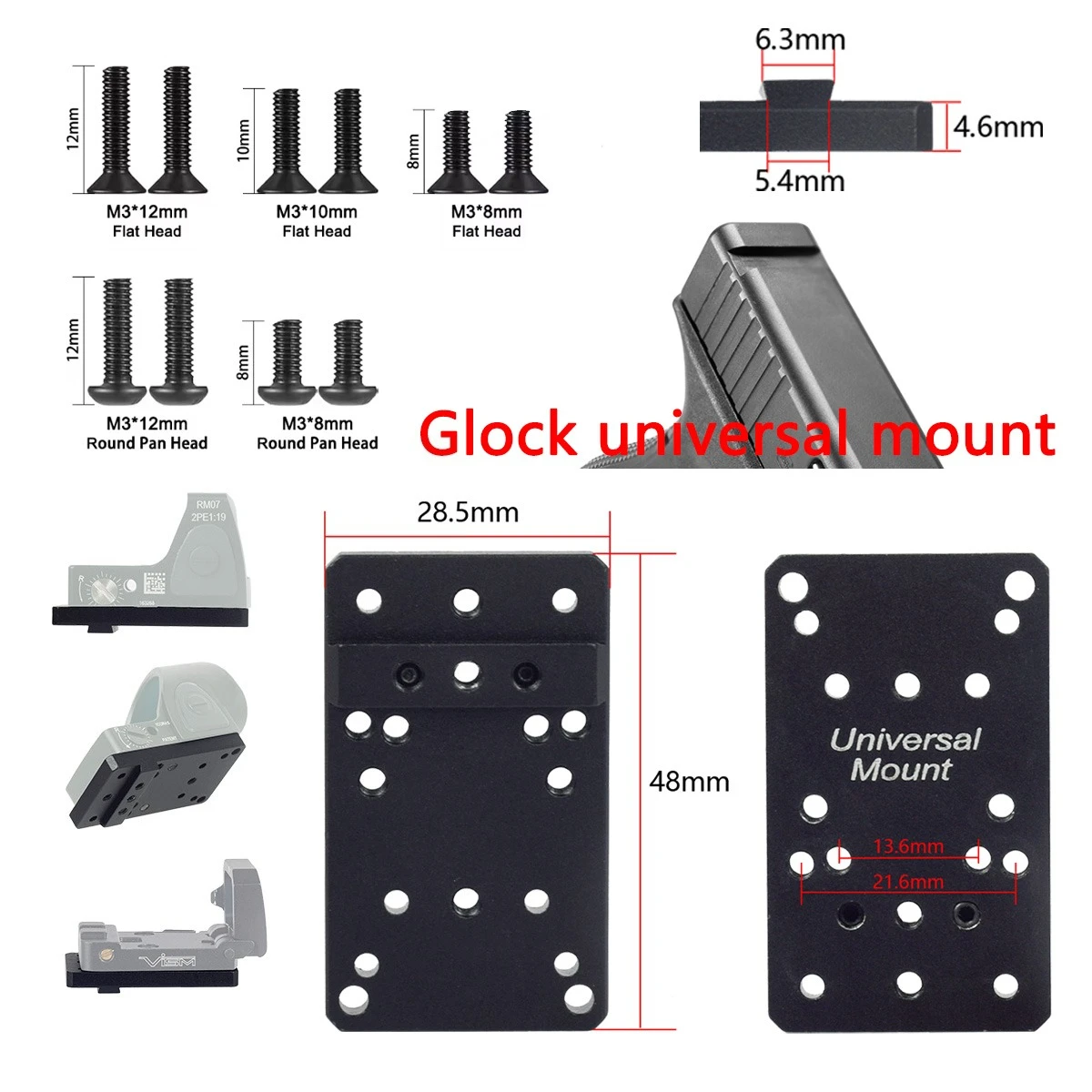 Soporte Offset 45º elevado Trijicon RMR para Glock AR15 Airsoft - imagen 4
