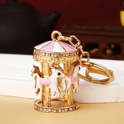 Llavero metálico carrusel con diamantes para llaves y bolso