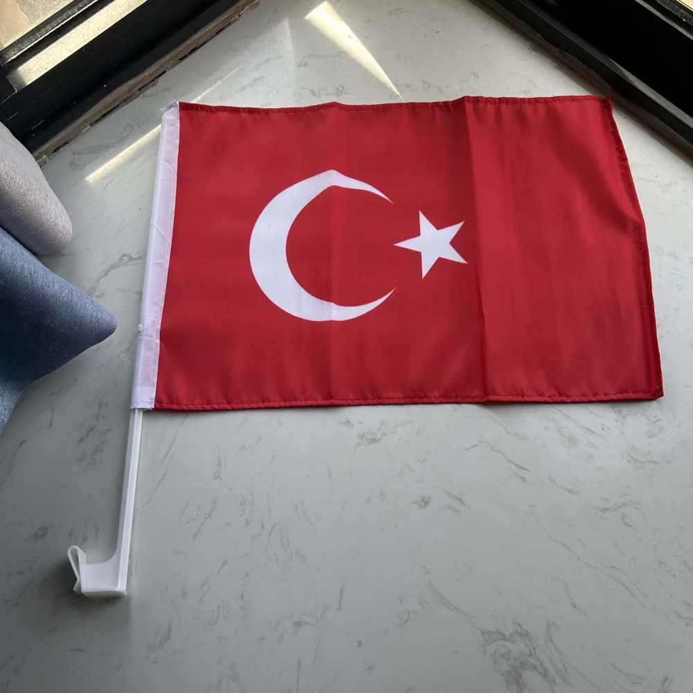 Bandera de Turquía para coche poliéster con asta de plástico - imagen 3
