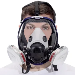 Respirador facial completo de silicona, lente policarbonato antivaho