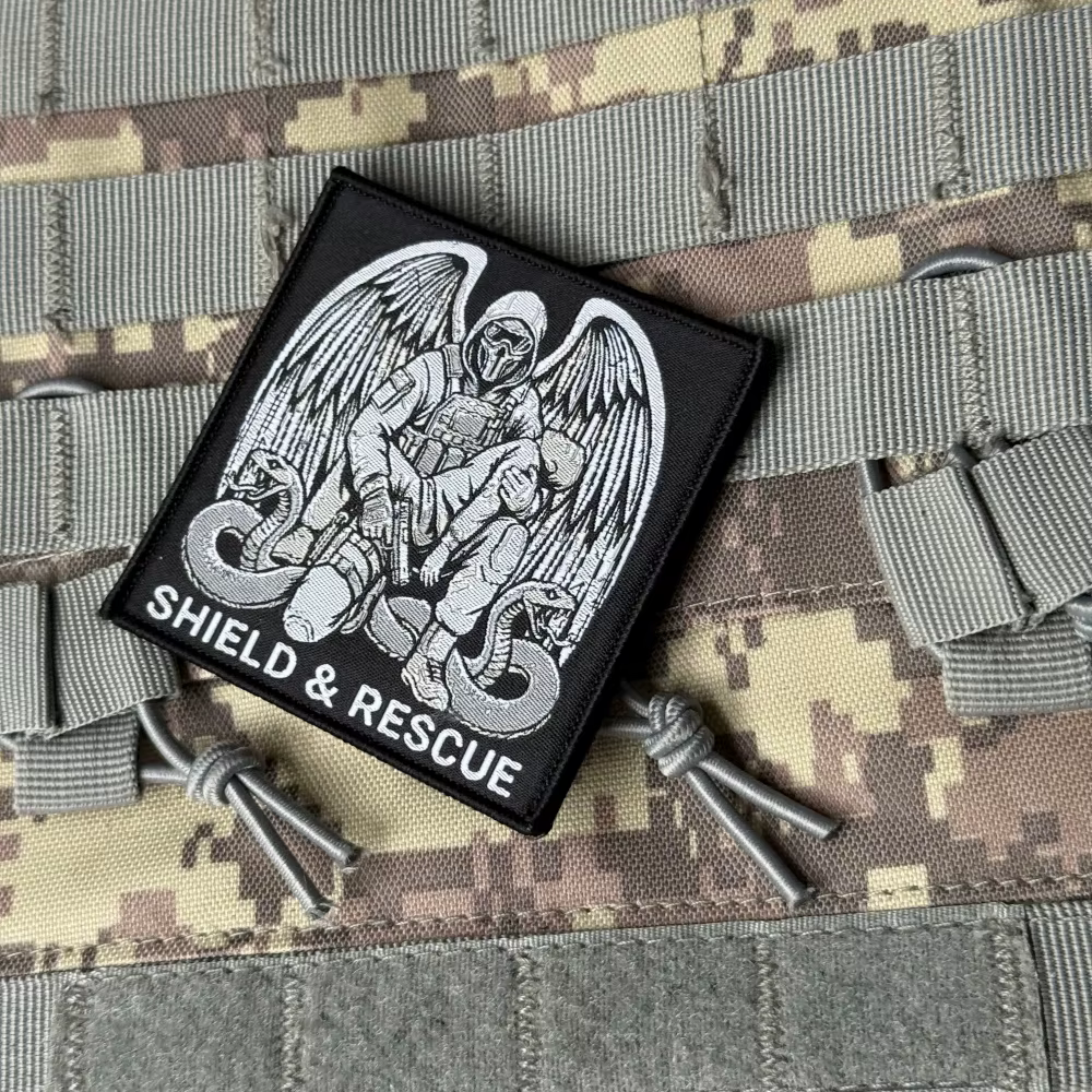 SHIELD & RESCUE Parche táctico militar de velcro tejido, gancho-bucle - imagen 2