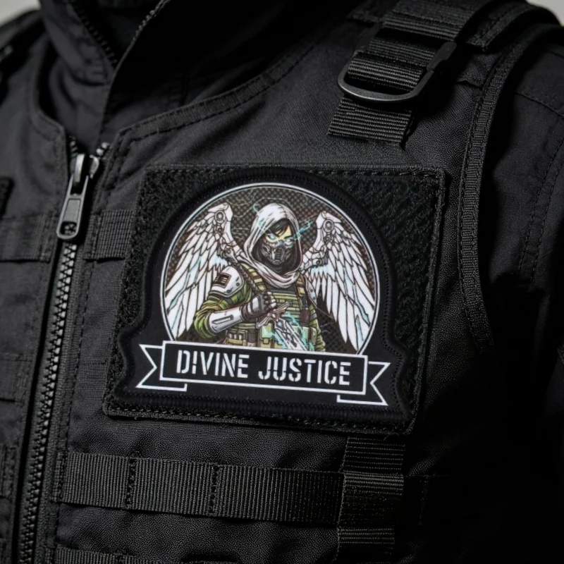 Divine Justice Parche adhesivo bordado – Ropa táctica y mochila