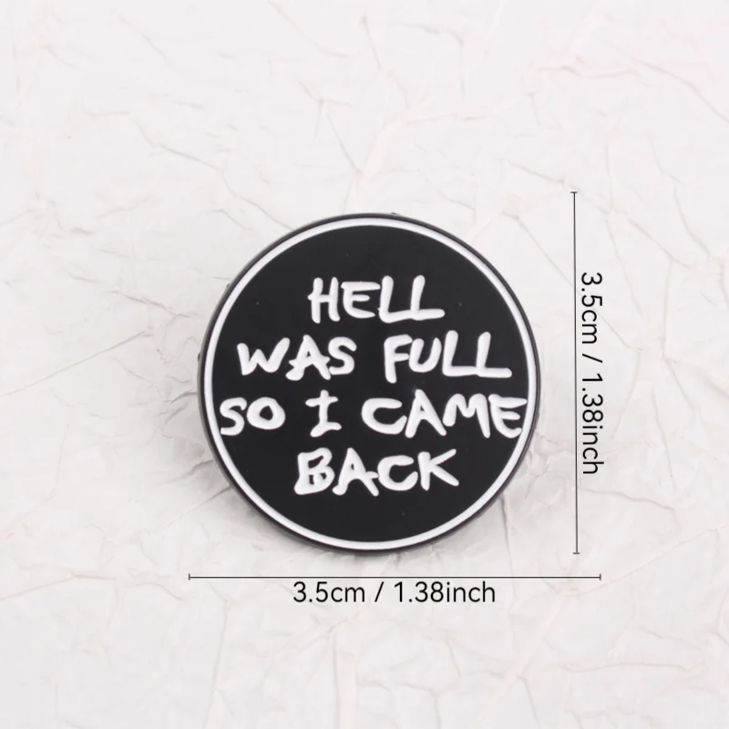 Pin esmaltado Hell's Reject con texto El infierno estaba lleno negro - imagen 3