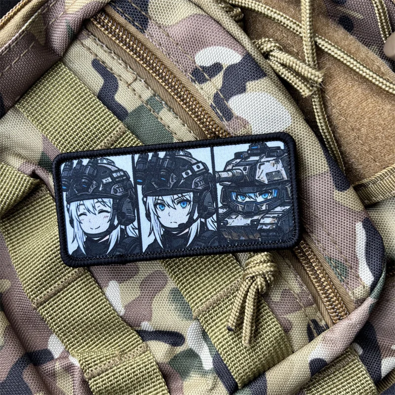 Parche táctico insignia moral mujer estilo anime con velcro para ropa