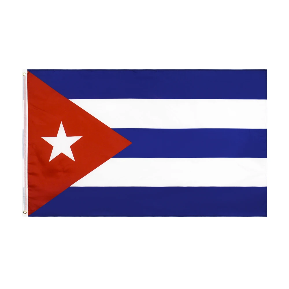 Bandera de Cuba vista frontal mostrando colores y escudo