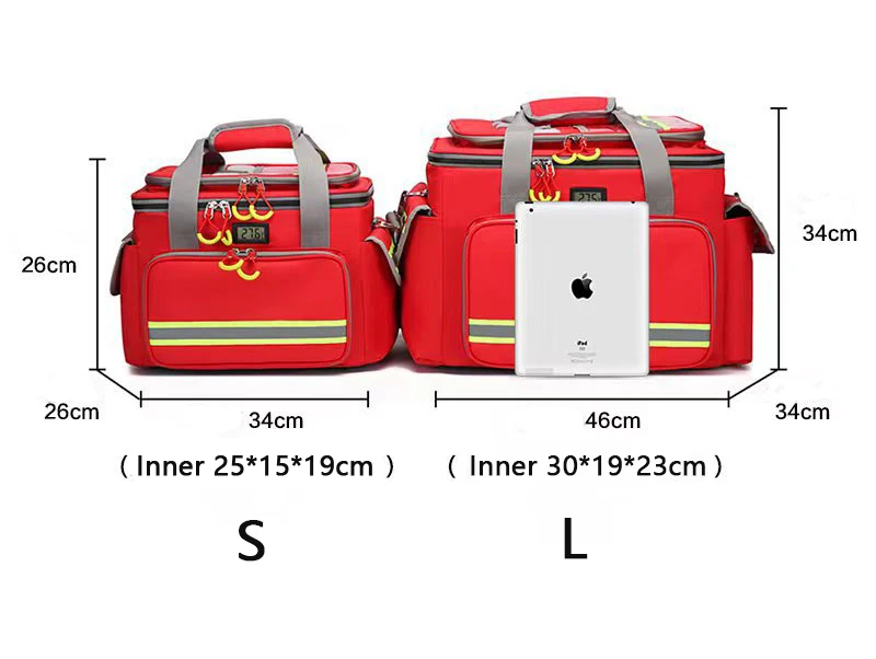 Bolsa roja vacía para botiquín de primeros auxilios