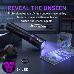 Linterna UV Alonefire recargable USB de luz negra para manchas