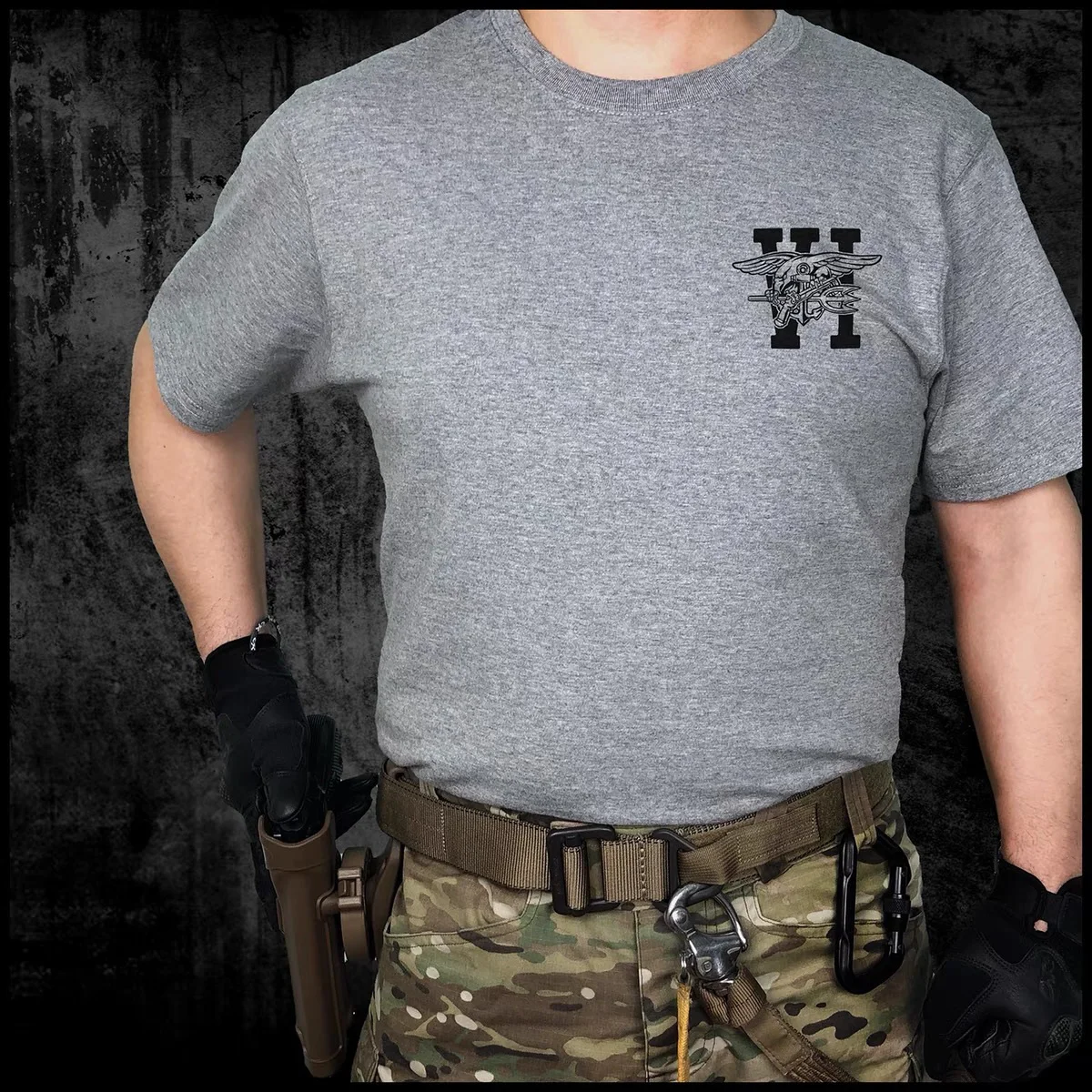 Camiseta táctica manga corta de algodón con estampado Neptuno - imagen 2