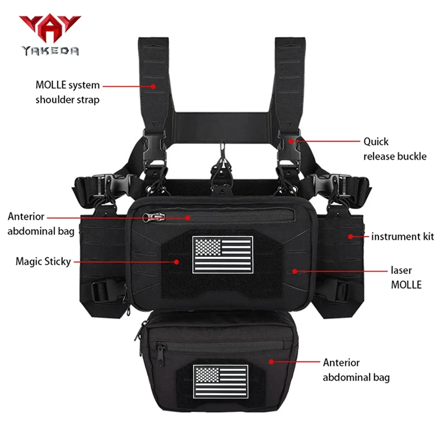 Vista de las tiras tipo MOLLE para acoplar accesorios