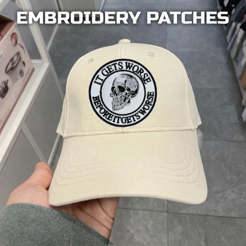 Parche táctico bordado calavera con velcro, moral e insignia para mochila - imagen 4