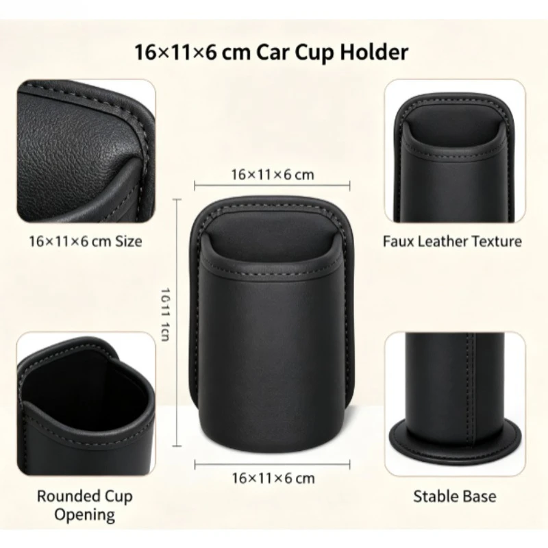 Organizador portavasos de cuero para coche y botellas