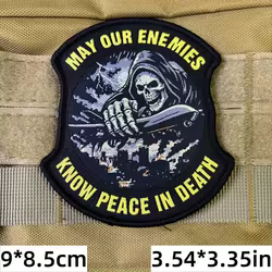 Parche Táctico Grim Reaper Calavera Bordado con Bucle para Brazalete
