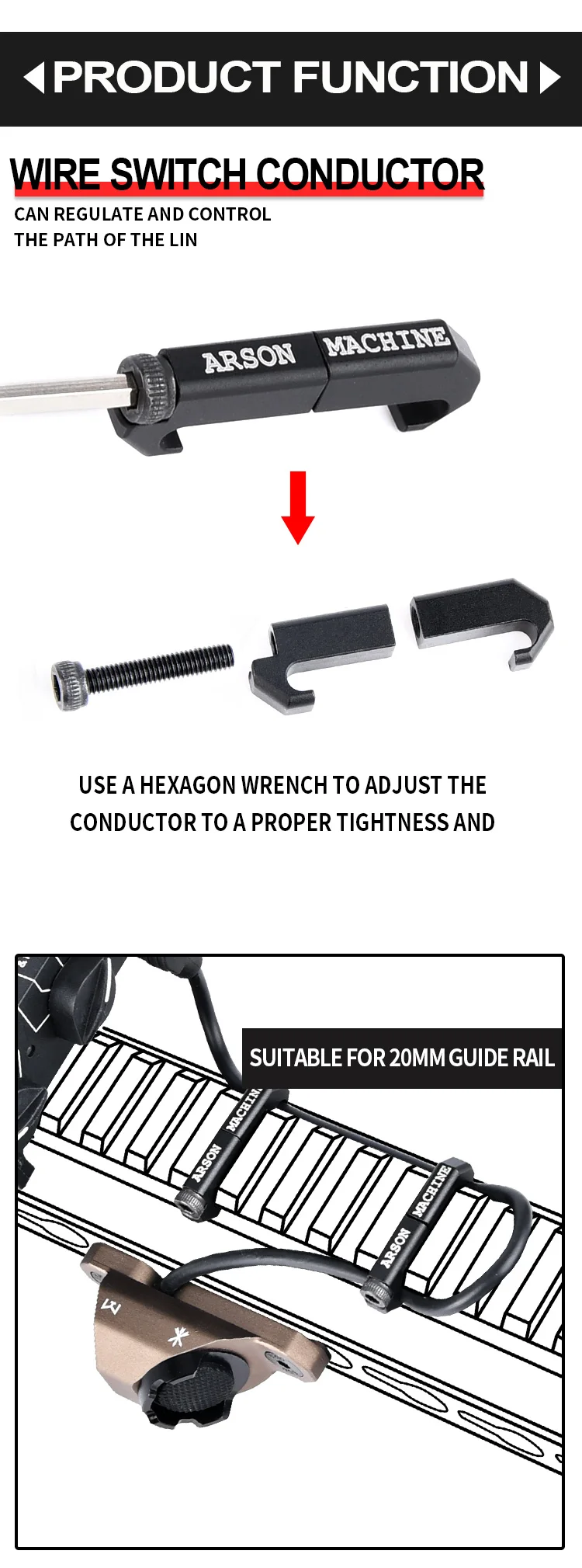 Conjunto de dos piezas con guía de cable