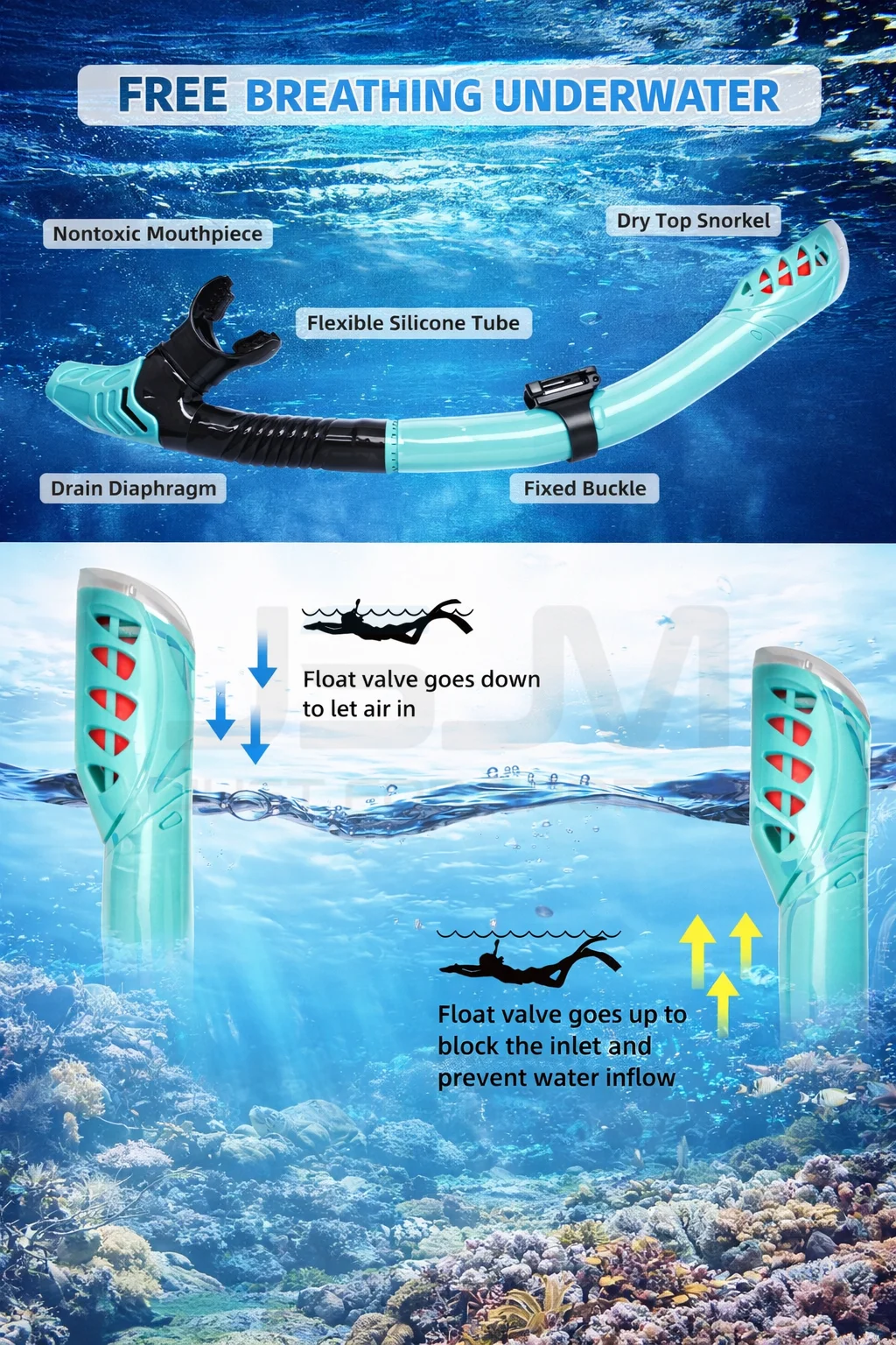 JSJM Set de snorkel adulto con máscara y tubo respirador - imagen 3