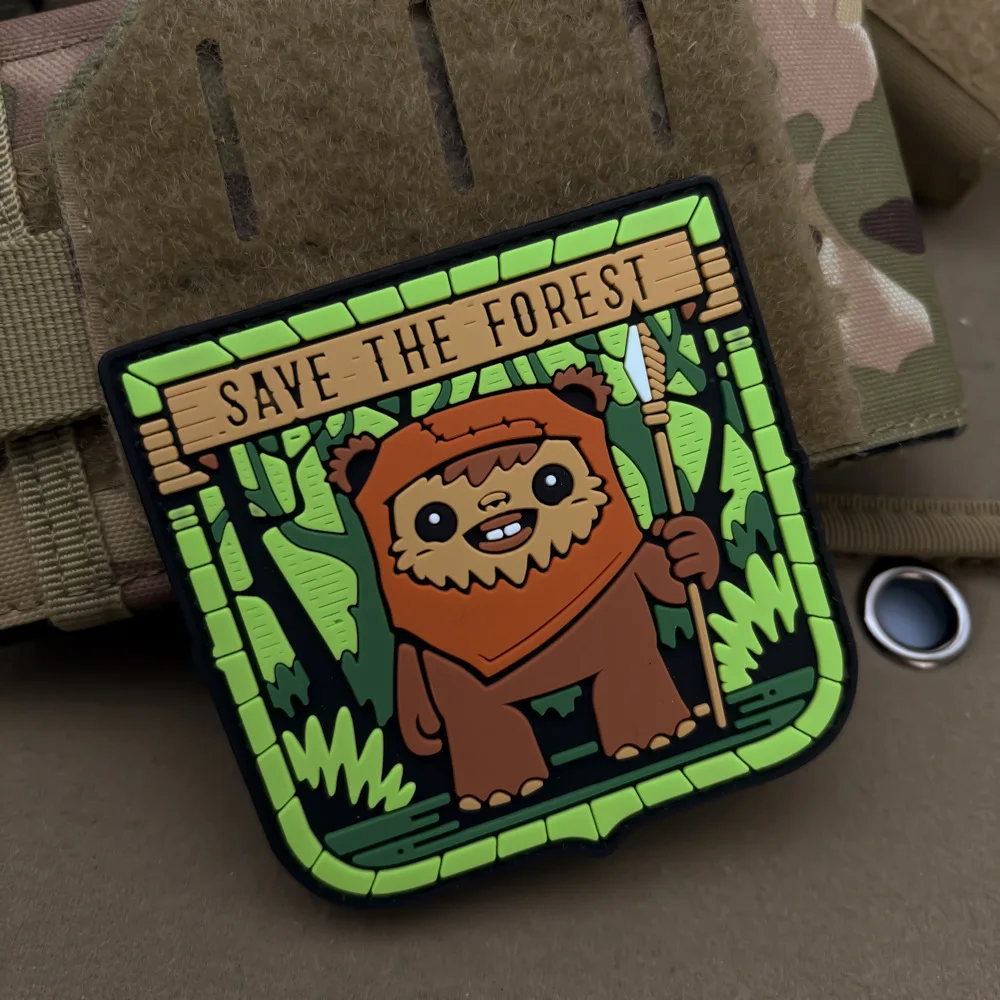 Parche SAVE THE FOREST moral táctica PVC 3D gancho y bucle para ropa - imagen 2